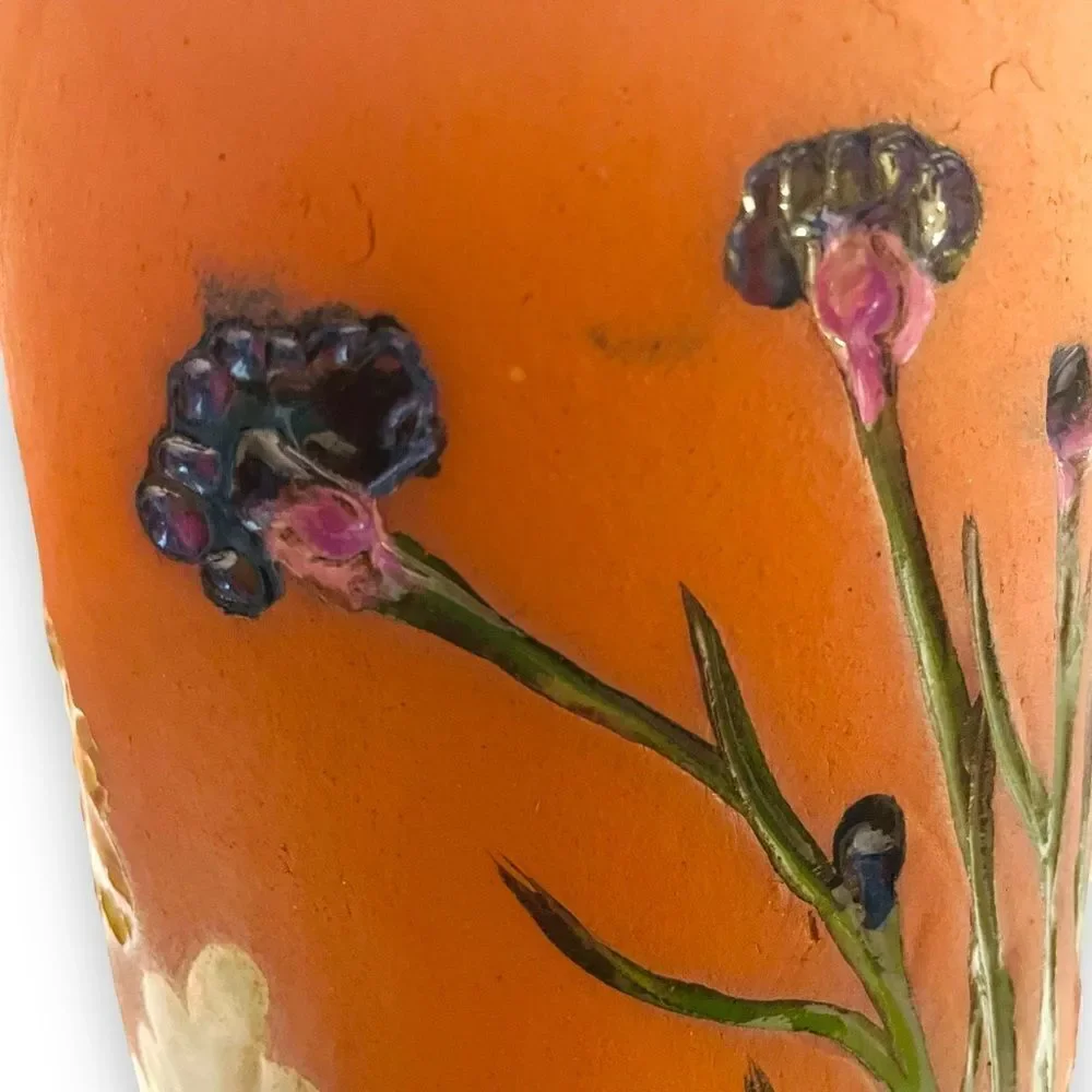 Handmade Redware Art Studio Pottery Floral Vase